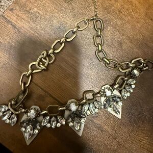 Statement Crystal Bib Necklace in Gold